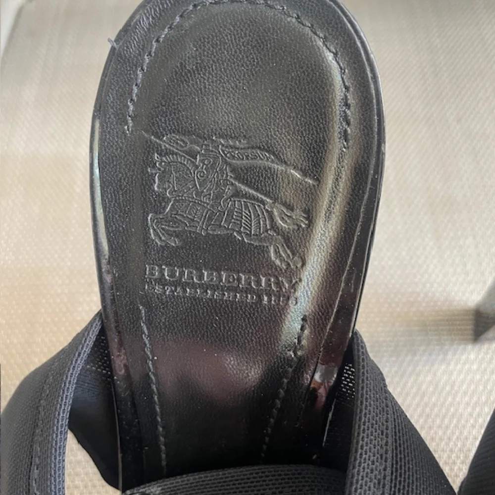 Burberry Black Ankle Wrap Heels Mesh EUC - Picture 5 of 13